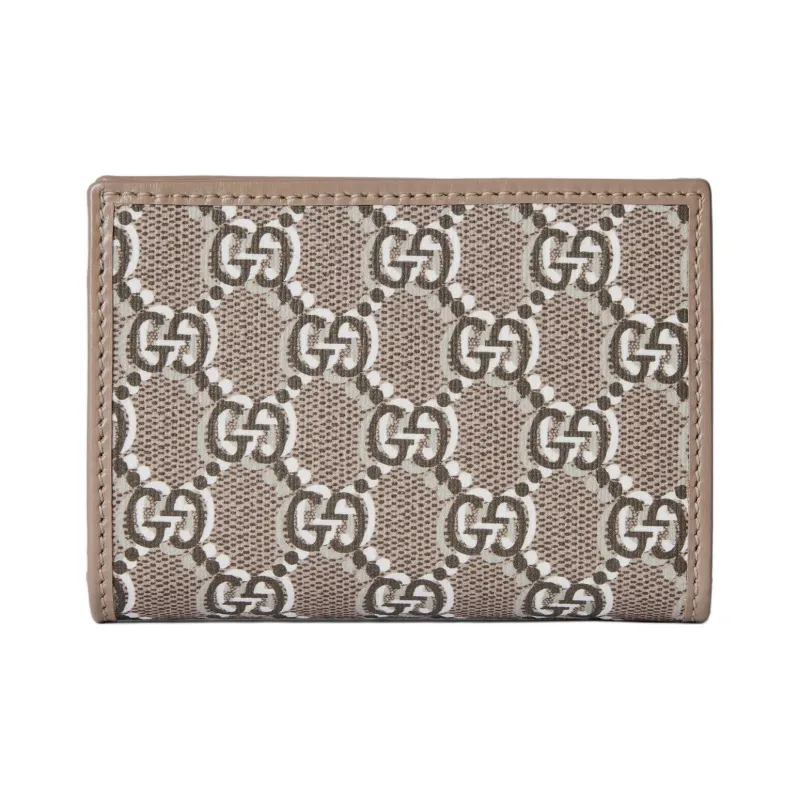 GUCCI Canvas With Leather Wallet Medium Size Women's Taupe-0