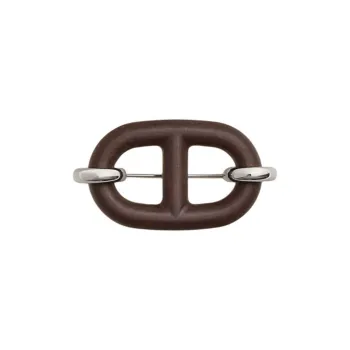 HERMES Recycled Leather Brooches Unisex Brown