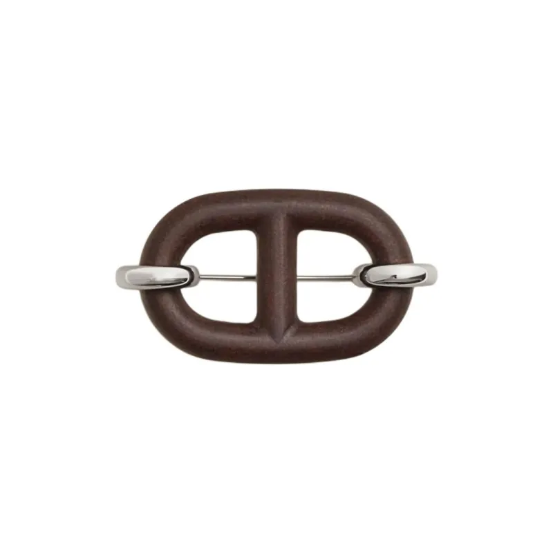 HERMES Recycled Leather Brooches Unisex Brown-0
