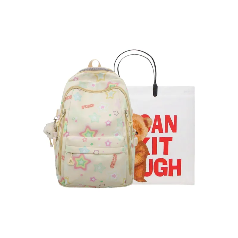 Worm's Home Nylon Backpack Regular Women's White/Yellow/Black/Pink-7