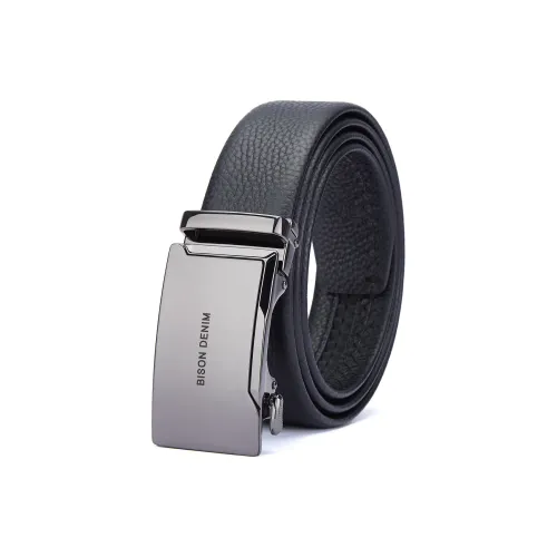 BISON DENIM Automatic Buckle Casual Business Cow Leather Leather Belts Men's 3.4cm Wide