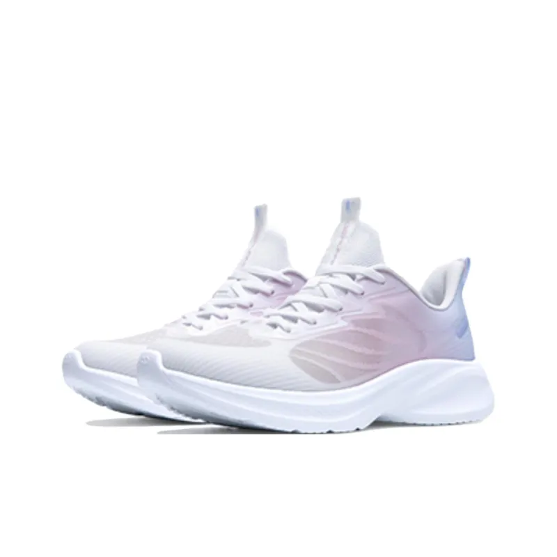 QIAODAN Light Speed 4.0 Cushioning Wear-Resistant Low-Top Running Shoes Women's White Pink Blue-1
