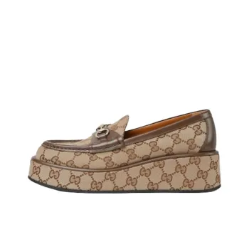 GUCCI Women's Horsebit Wedge Loafer 'GG Supreme Beige' Women's
