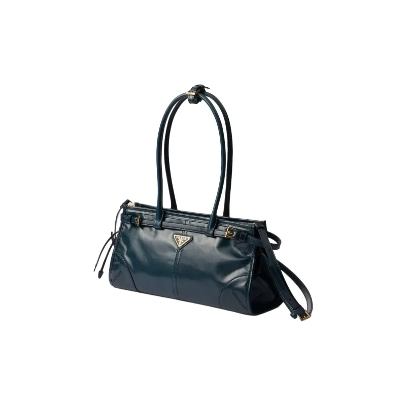 PRADA Leather One Shoulder Handbag Medium Size Women's Denim-1
