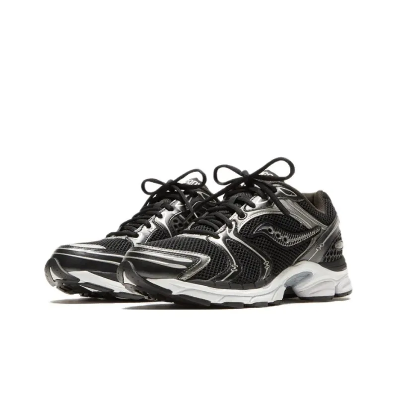 Saucony ProGrid Triumph 4 Anti Slip Wear Resistant Low Top Running Shoes Men's Black Silver-2