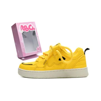 ABCIO Slip Resistant Water Resistant Cushioned Lightweight Height Increasing Skateboard Shoes Unisex Ginger Yellow