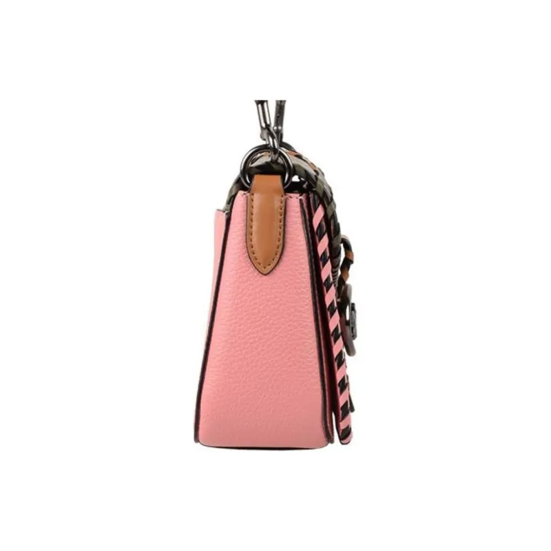 COACH Georgie Leather Underarm Bag, Bacchus Bag, Handbag, Shoulder Crossbody Bag Tubas Women's Pink & Green Brown-3