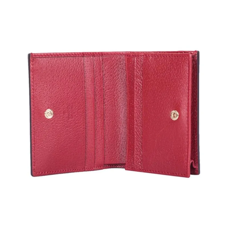 GUCCI Canvas With Leather Card Holder Wallet Small Size Women's Ebony/Red/Multicolor-4