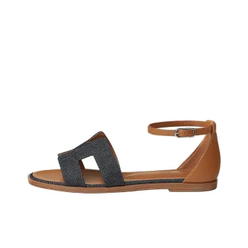 HERMES Santorini One Strap Sandals Women's Brown