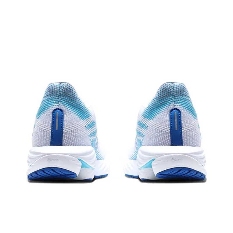 Mizuno Wave Rider 28 Durable Breathable Low Top Running Shoes Unisex White Blue-2