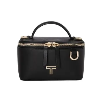 TUMI Leather Handbag Shoulder Bag Crossbody Bag Mini Women's Black/Soft Gold