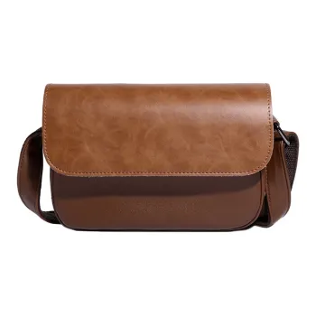 TTaG．baG Crazy Horse Leather Leather Shoulder Bag Crossbody Bag Regular Unisex Brown/Black