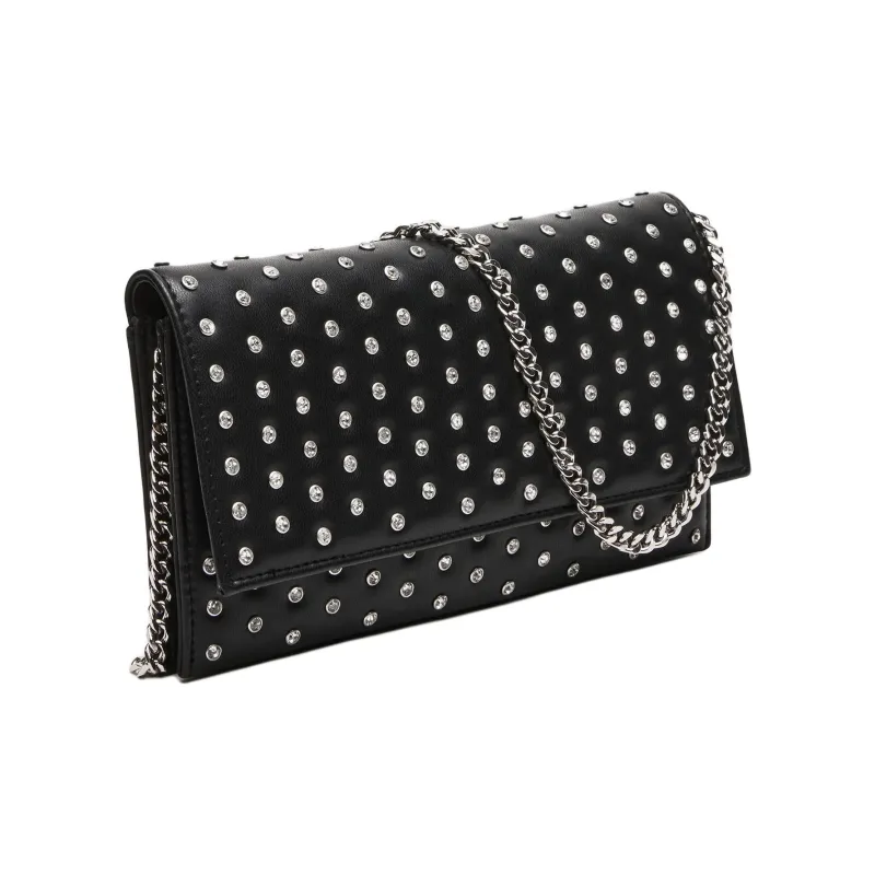 STEVE MADDEN Synthetic Material Envelope Bag One Shoulder Crossbody Clutches Women's Black & Silver-1