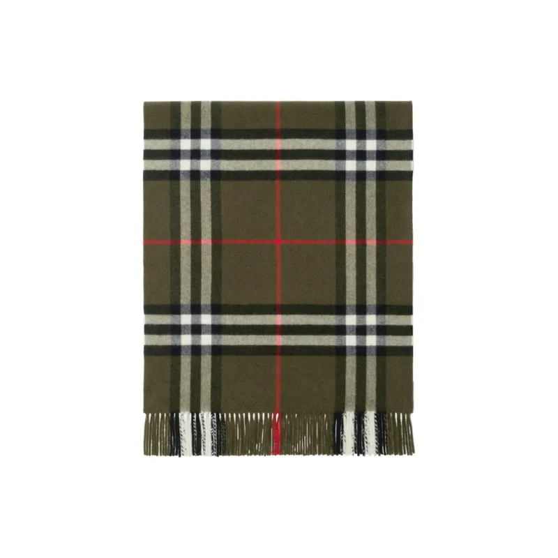 Burberry Check-print Fringed Cashmere Scarf-0