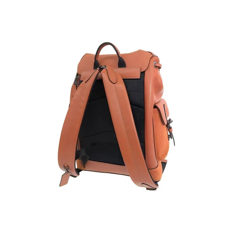 COACH Hudson Calfskin Patchwork Suede Leather Backpack Large Size Men's Sunset Red-3