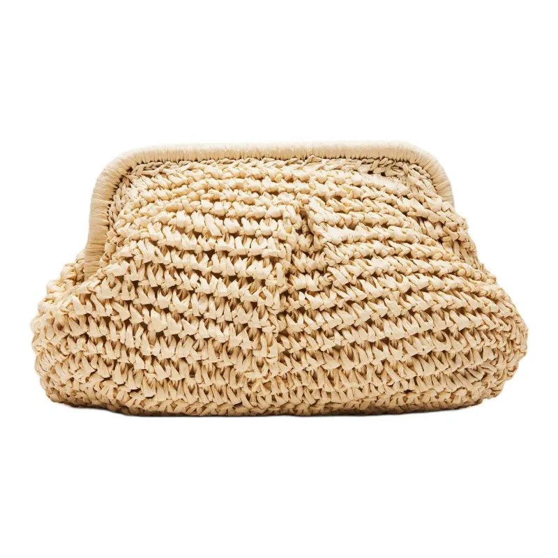 STEVE MADDEN Raffia One Shoulder Crossbody Clutches Women's Natural-1