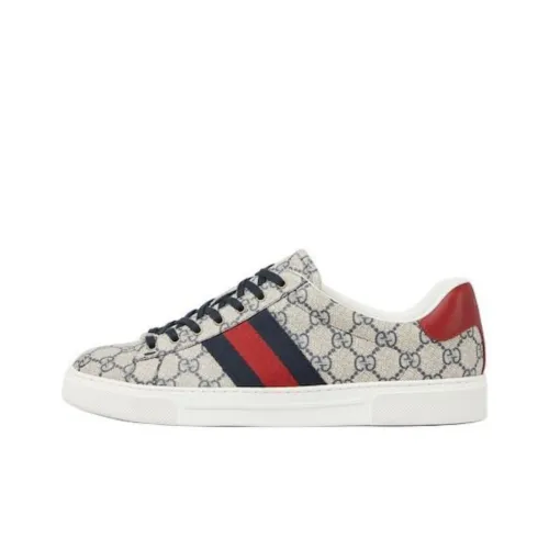 GUCCI ACE Skateboard Shoes Men Low-Top Beige