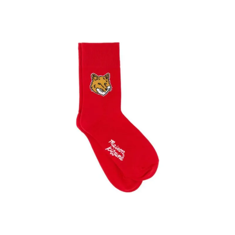 Maison Kitsune Fox Head Intarsia Knit Socks-1