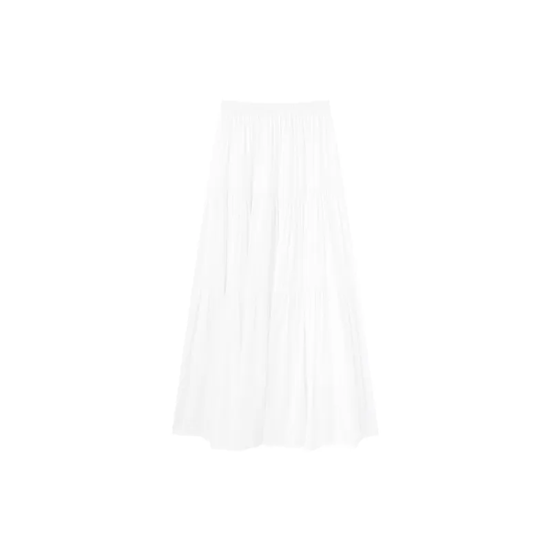 SNZX Casual Long Skirts Women's White-1