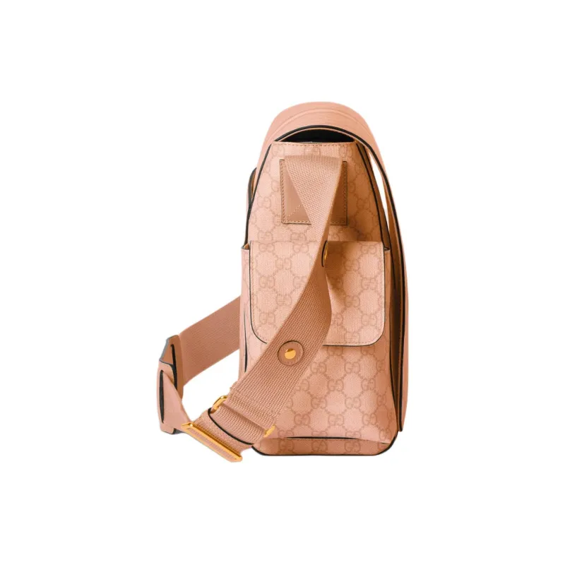 GUCCI Canvas With Leather Trim Shoulder Bag Crossbody Bag Medium Size Women's Pink Gray-2