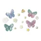 Blue Pink Gradient Butterfly Lotus Shoe Flowers 15-Piece Set (Butterfly Deep and Light Random)