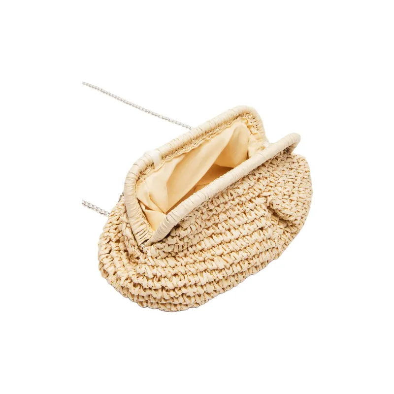 STEVE MADDEN Raffia One Shoulder Crossbody Clutches Women's Natural-3