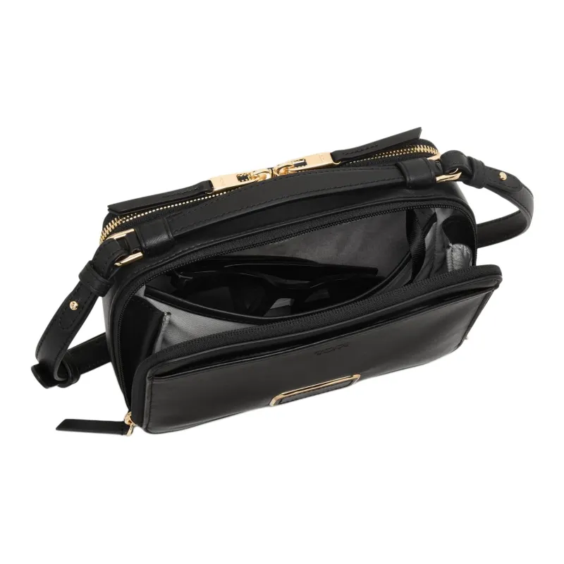 TUMI Voyageur Leather Handbag, Shoulder Bag, Crossbody Bag Women's Black & Light Gold-5