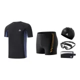 Black Gold Five-Piece Set (Swimsuit+Swimming Shorts+Swim Goggles+Swimming Cap+Swim Bag)