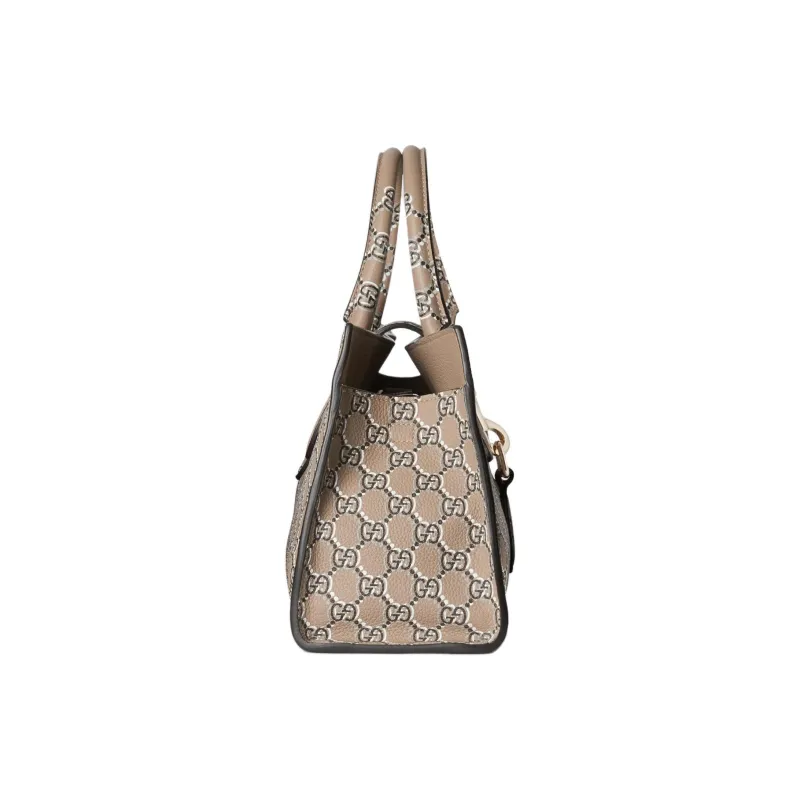 GUCCI Jackie 1961 Printed Leather Shoulder Bag, Crossbody Bag, Handbag Medium Size Women's Taupe-2