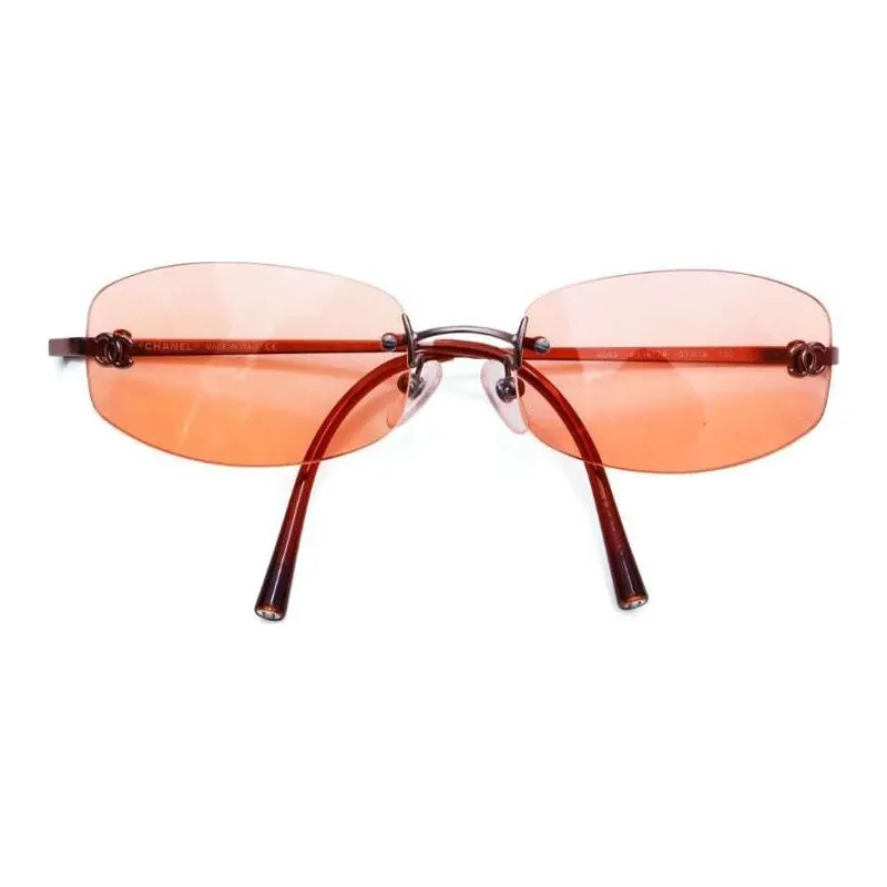 CHANEL 2000s Cc Rimless Rectangle-frame Sunglasses-1