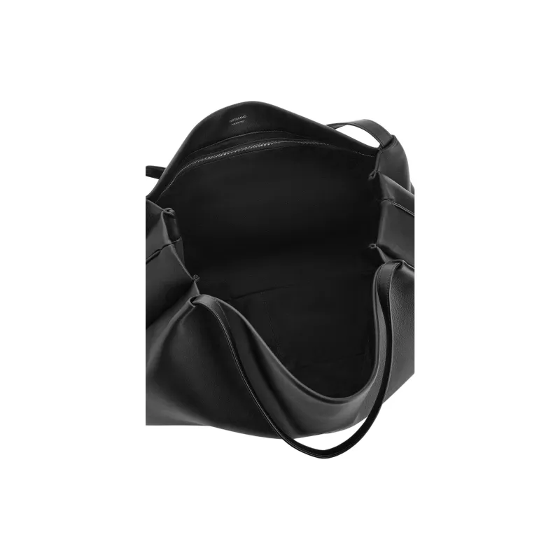 FERRAGAMO GANCINI Calfskin Tote Bag Shopping Bag Handbag Large Size Women's Black-3