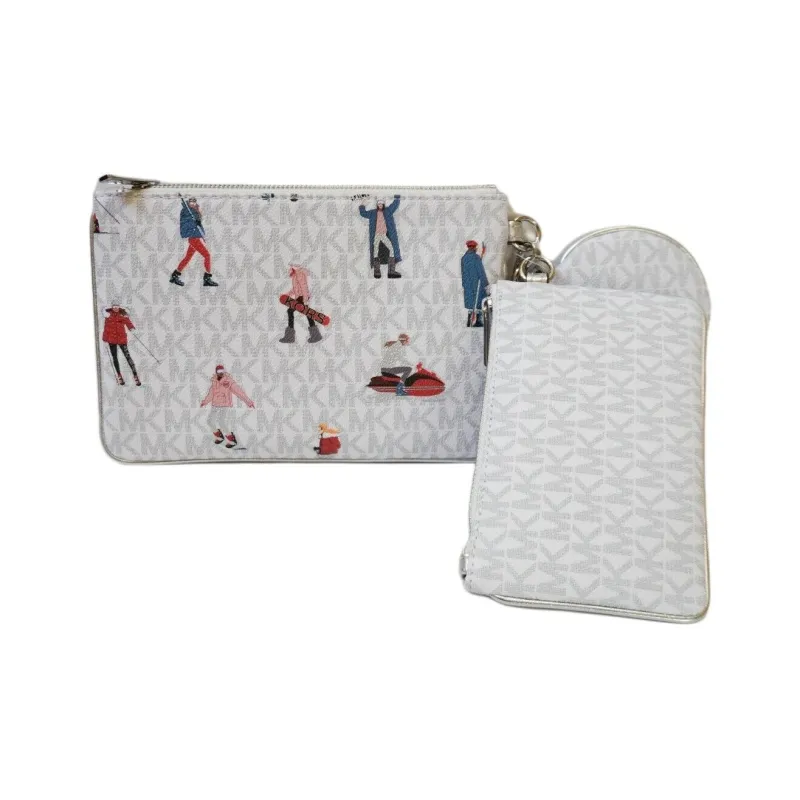 MICHAEL KORS MK Jet Set Leather Clutch Regular Women's White-4