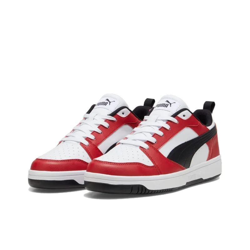 PUMA Rebound V6 Slip Resistant, Abrasion Resistant, Breathable Low Top Skateboard Shoes Unisex Red White-2