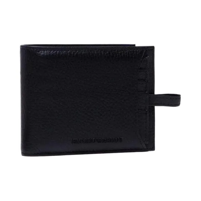 EMPORIO ARMANI Calfskin Card Holder, Wallet Men's Black-1