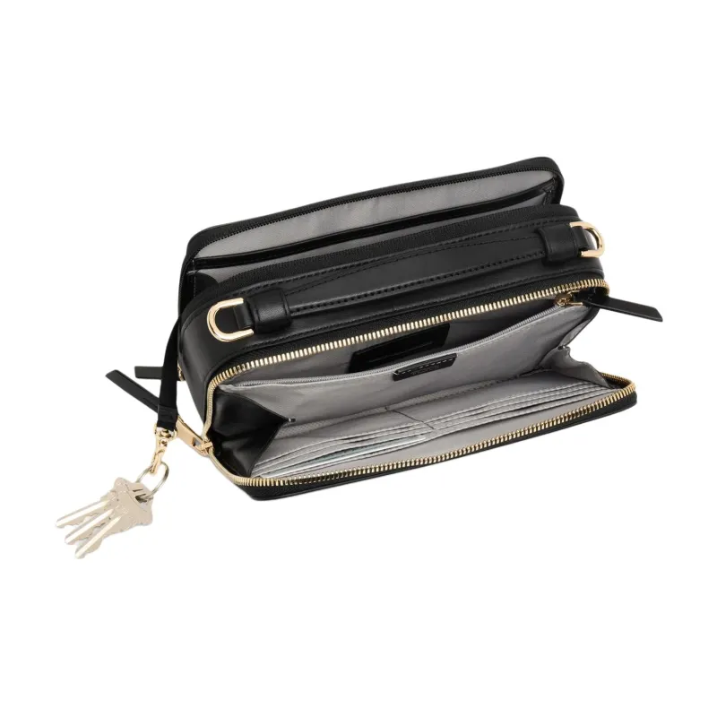 TUMI Voyageur Leather Handbag, Shoulder Bag, Crossbody Bag Women's Black & Light Gold-4