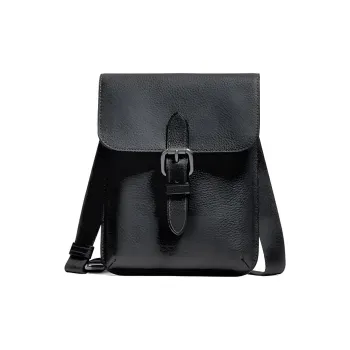 COACH Hudson Cow Leather Cell Phone Pouch Crossbody Bags Small Size Men's Black