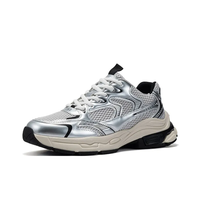 JOSINY Interstellar Odyssey Chunky Sneakers Men Low Top Dazzling Light Silver/Obsidian Black-10