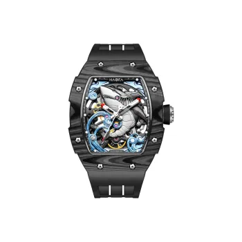 HaofaTourbillon Automatic Mechanical Movement Rubber Strap Watch Men's Watches Cut Out Dial