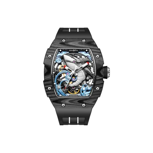 HaofaTourbillon Automatic Mechanical Movement Rubber Strap Watch Men's Watches Cut Out Dial