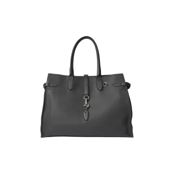 GUCCI Soft Grain Leather Tote Bag, Shopping Bag, Handbag Large Size Men's Gray