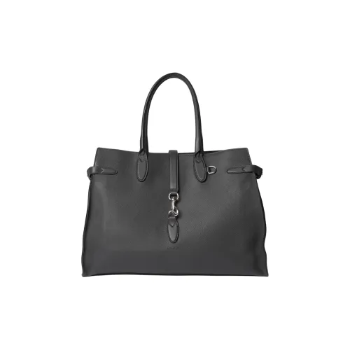 GUCCI Soft Grain Leather Tote Bag, Shopping Bag, Handbag Large Size Men's Gray