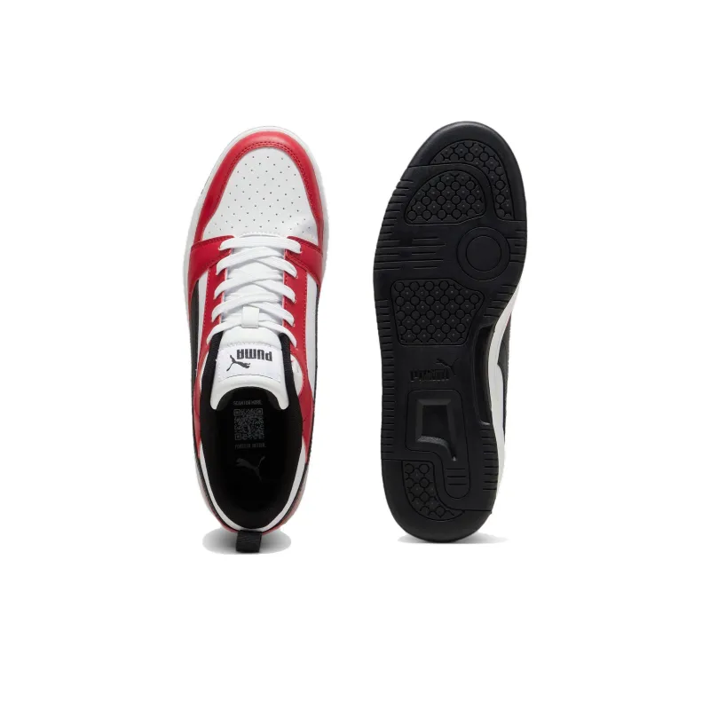 PUMA Rebound V6 Slip Resistant, Abrasion Resistant, Breathable Low Top Skateboard Shoes Unisex Red White-3