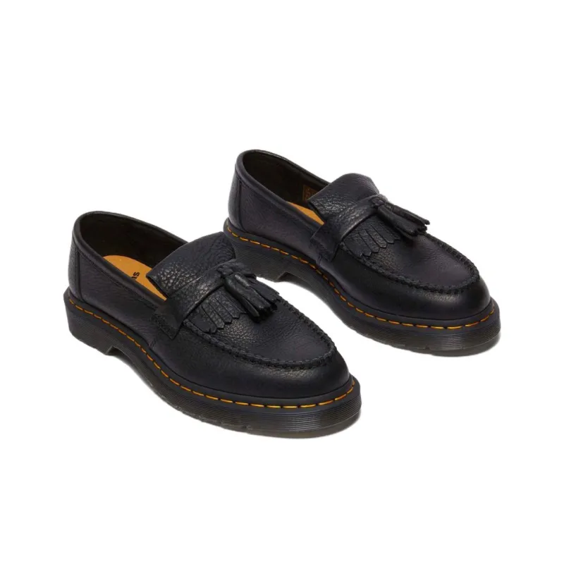 Dr. Martens Adrian Yellow Stitch Ambassador Leather Loafers Black-2