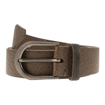 Brunello Cucinelli Rhinestone Embellished Design, Pin Buckle Calfskin Leather Belts Men's Brown Width 3.5CM