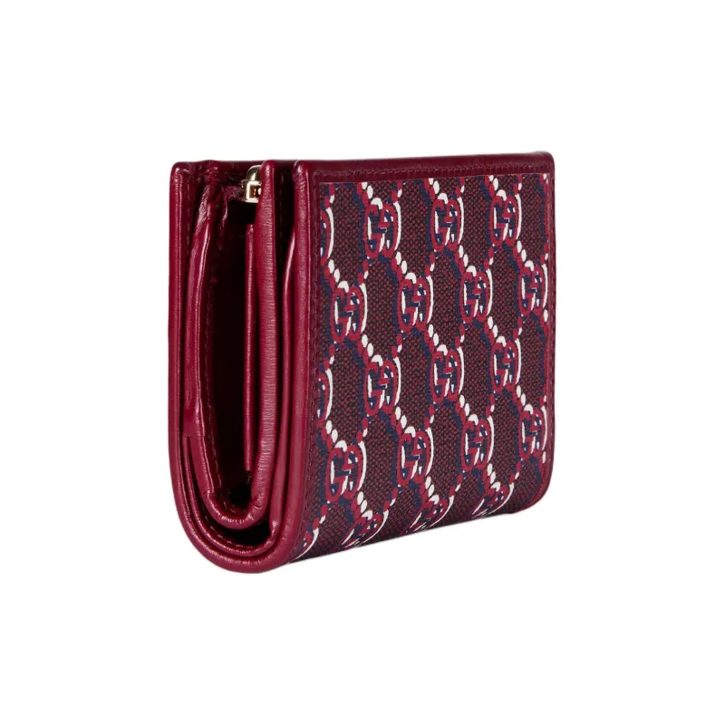 GUCCI Canvas With Leather Trim Wallet Medium Size Women's Red-1