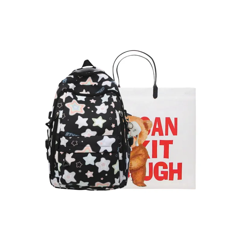 Worm's Home Nylon Backpack Regular Women's White/Yellow/Black/Pink-3