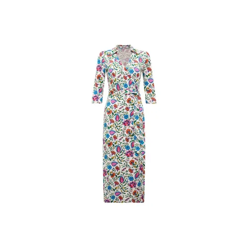 DVF Long-Sleeved Dresses Women's Pink/White Dream Floral Pattern