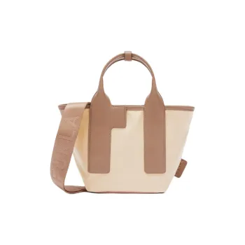 Furla Piuma Nylon With Leather Shoulder Bag, Crossbody Bag, Handbag Regular Women's Beige & Brown