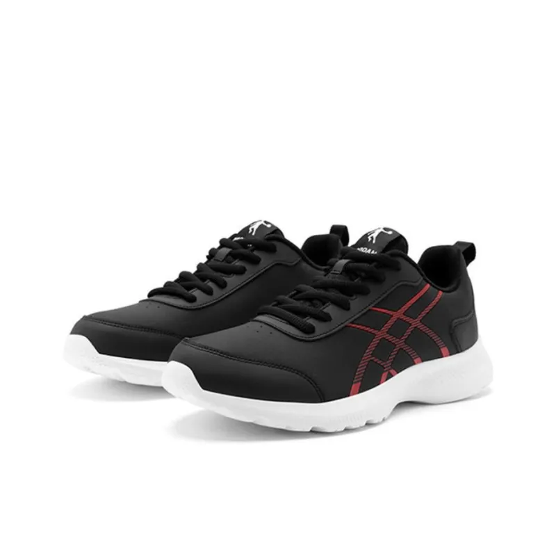 QIAODAN Anti Slip Wear Resistant Low Top Casual Running Shoes Men's Black White Red-2