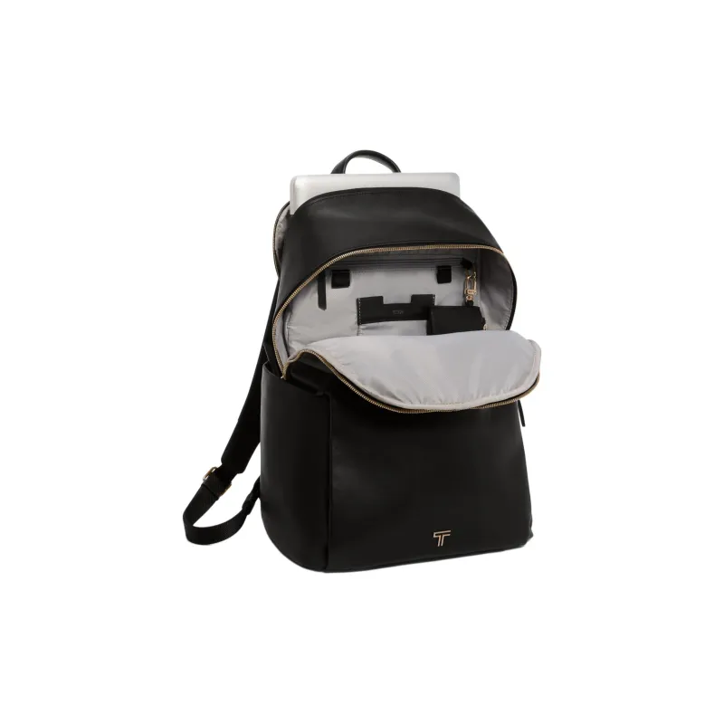 TUMI Voyageur Leather Backpack Women's Black-3